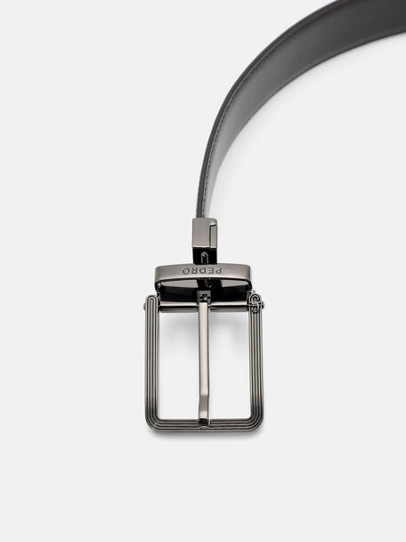 Ikat Pinggang Kulit Reversibel dengan Gesper Pin, , hi-res