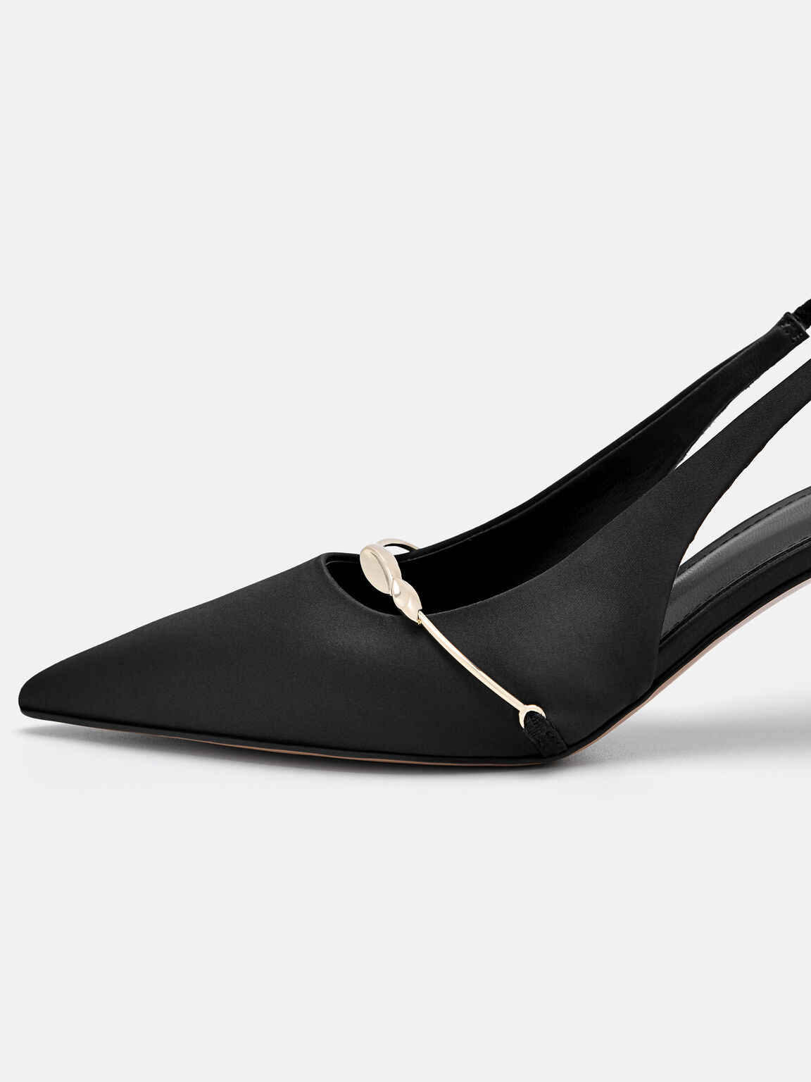 Satin Slingback Heel Pumps, , hi-res
