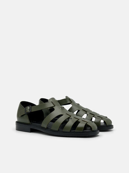 PEDRO Icon Leather Heel Sandals, Black