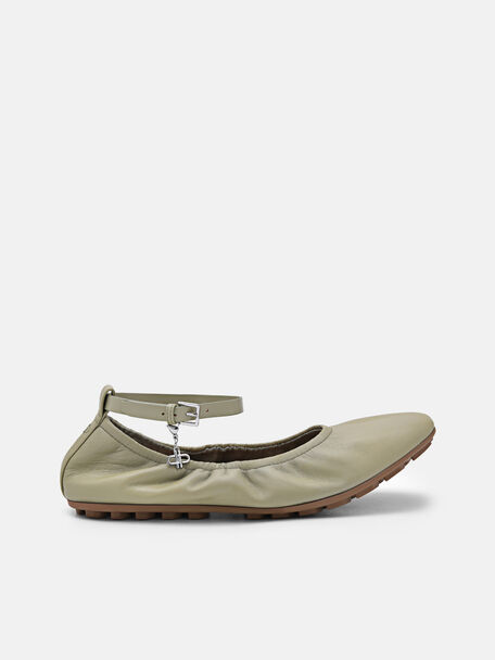 Sepatu Flat Balerina Kulit Eclipse, , hi-res