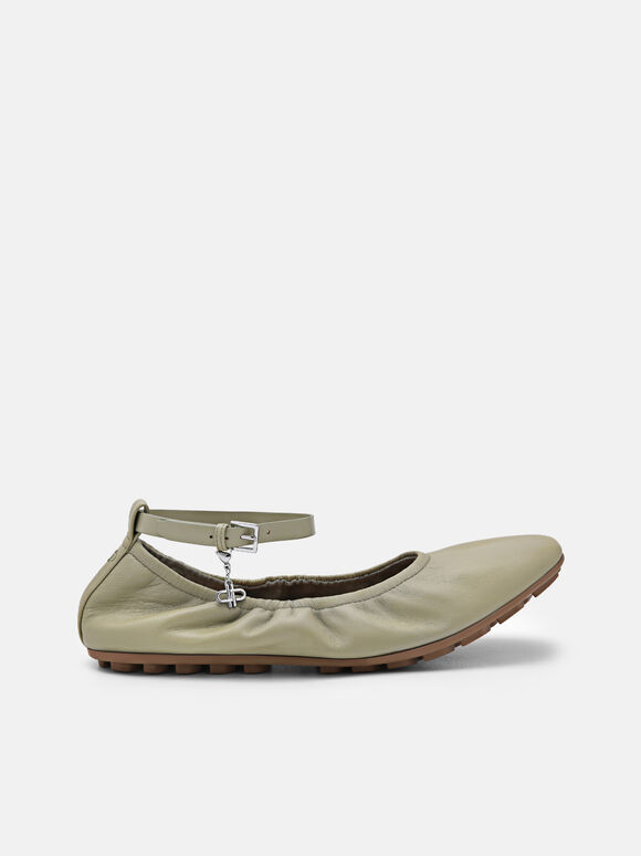 Sepatu Flat Balerina Kulit Eclipse, , hi-res