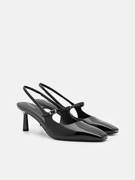 PEDRO Icon Leather Heel Sandals, Black