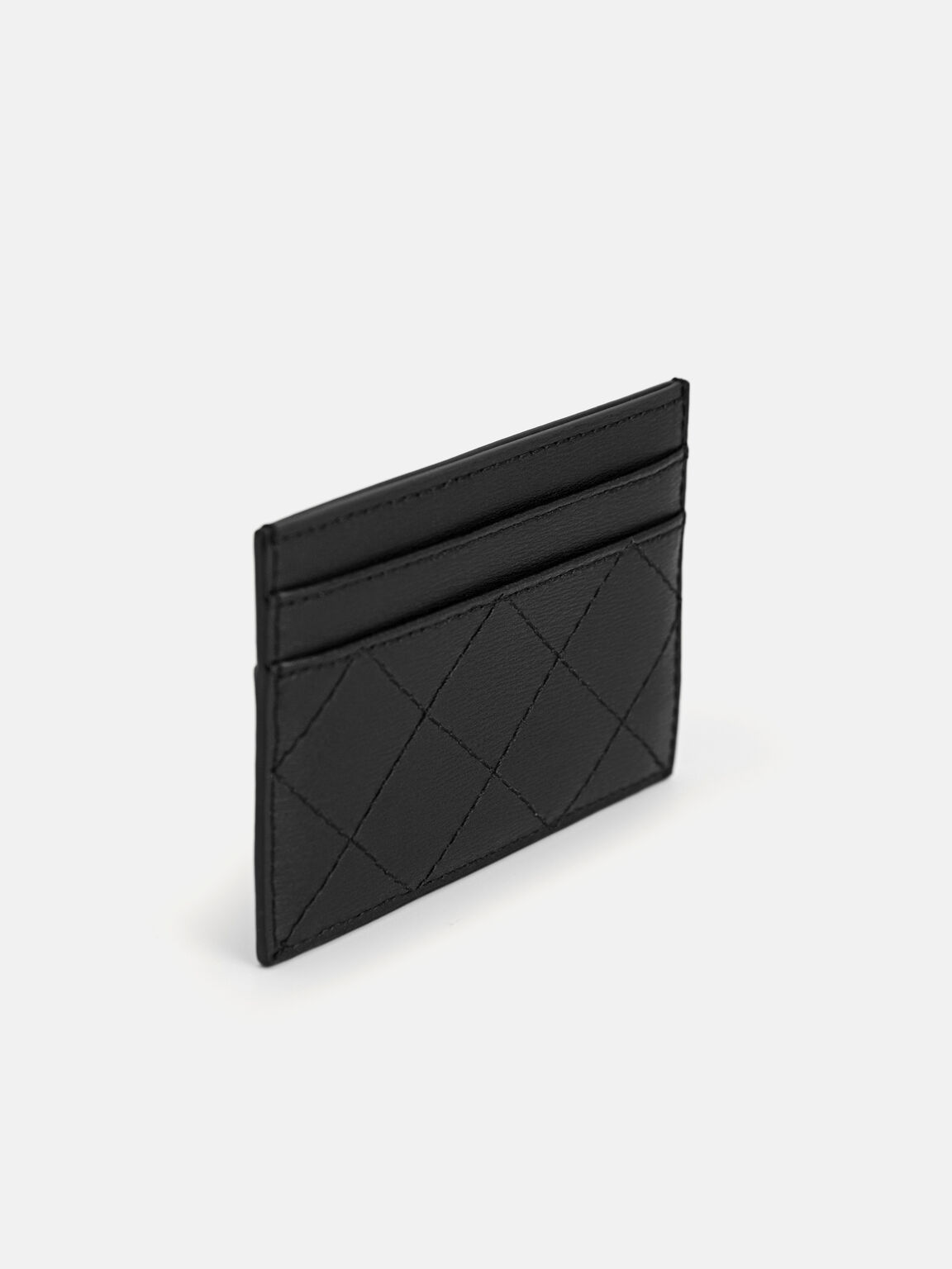 Cris-Cross Pattern Leather Cardholder, 