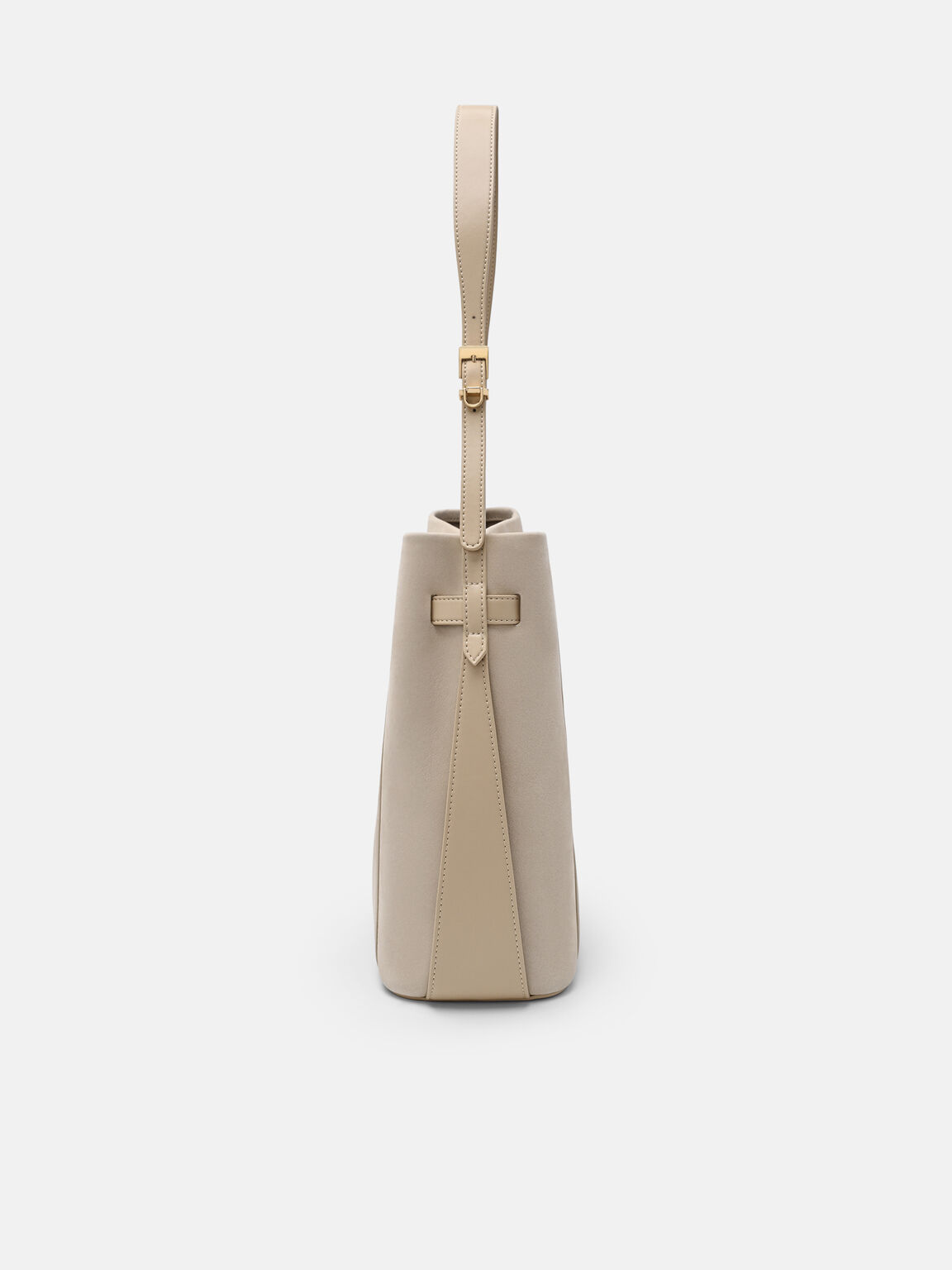 Tas Bucket Kulit Jatte dengan Sabuk, , hi-res