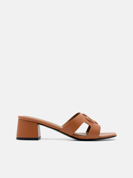 PEDRO Icon Leather Heel Sandals, Cognac, hi-res