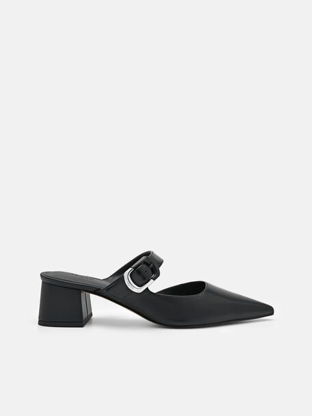 PEDRO Icon Leather Heel Sandals, Black