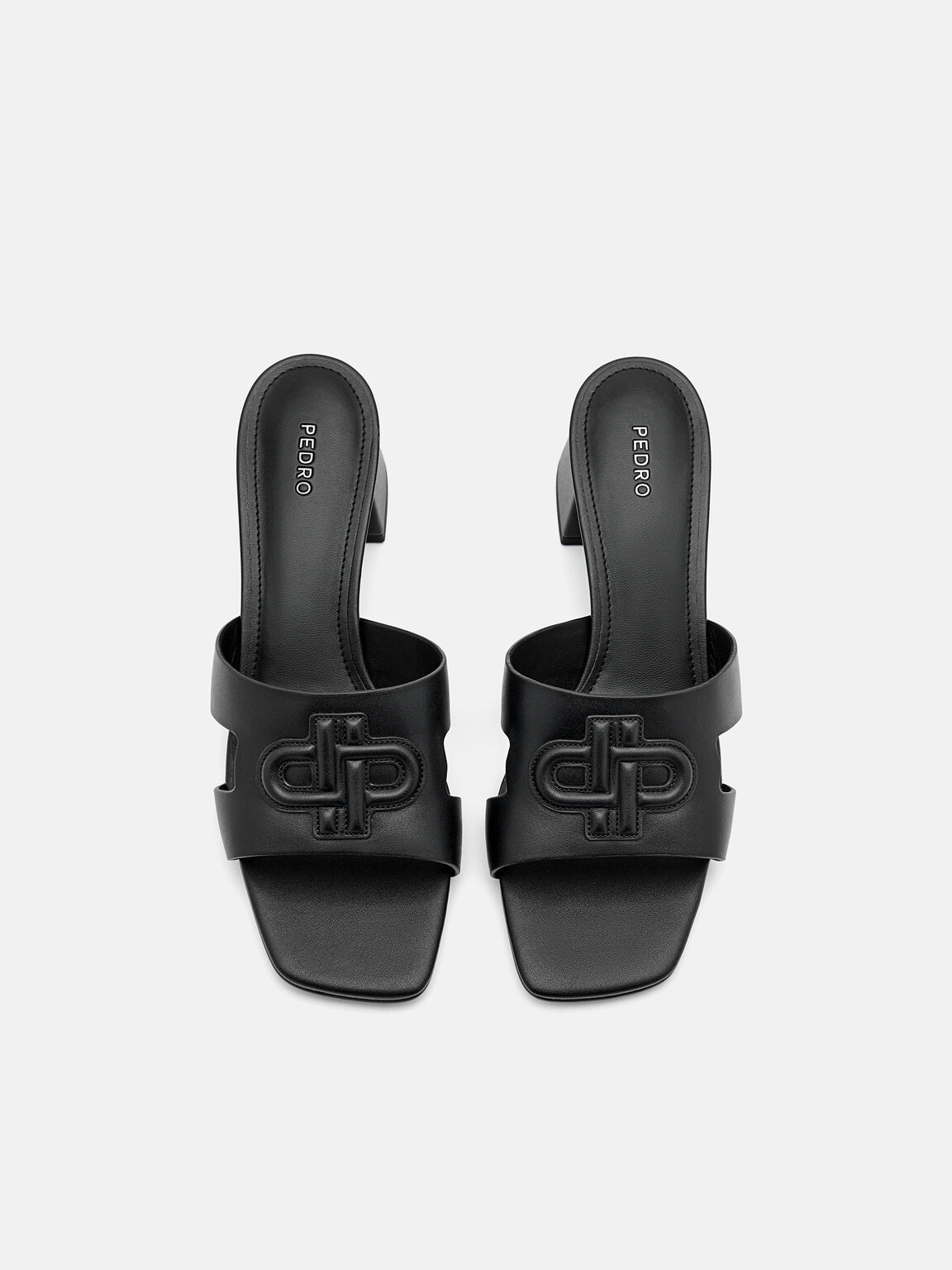 PEDRO Icon Leather Heel Sandals, Black