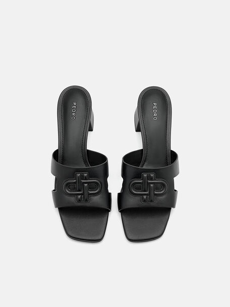 PEDRO Icon Leather Heel Sandals, Black