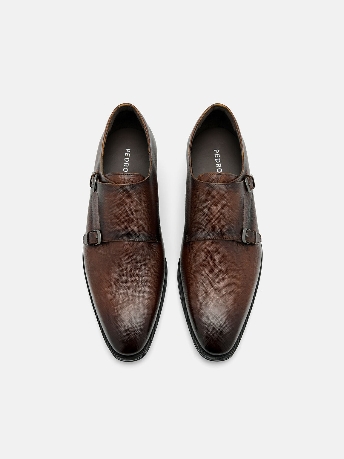 Saffiano Leather Double Monkstrap Shoes, , hi-res