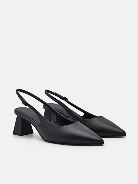 PEDRO Icon Leather Heel Sandals, Black
