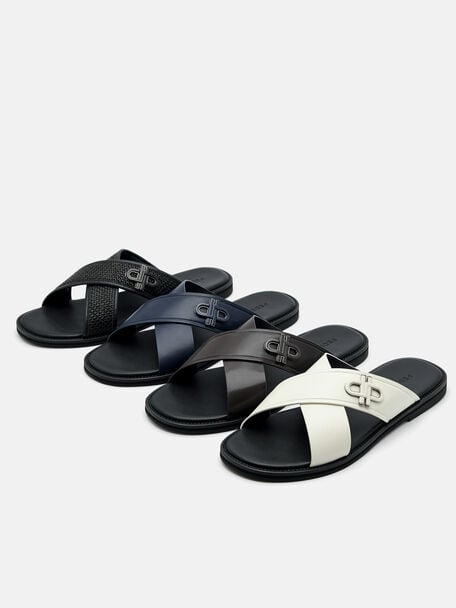 PEDRO Icon Leather Heel Sandals, Black