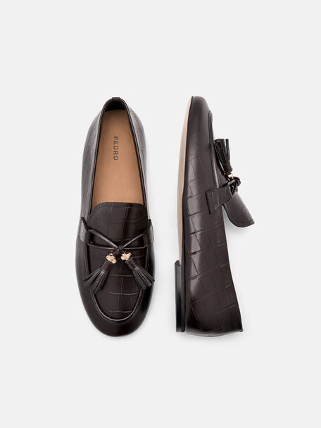 Leather Tassel Loafers, , hi-res