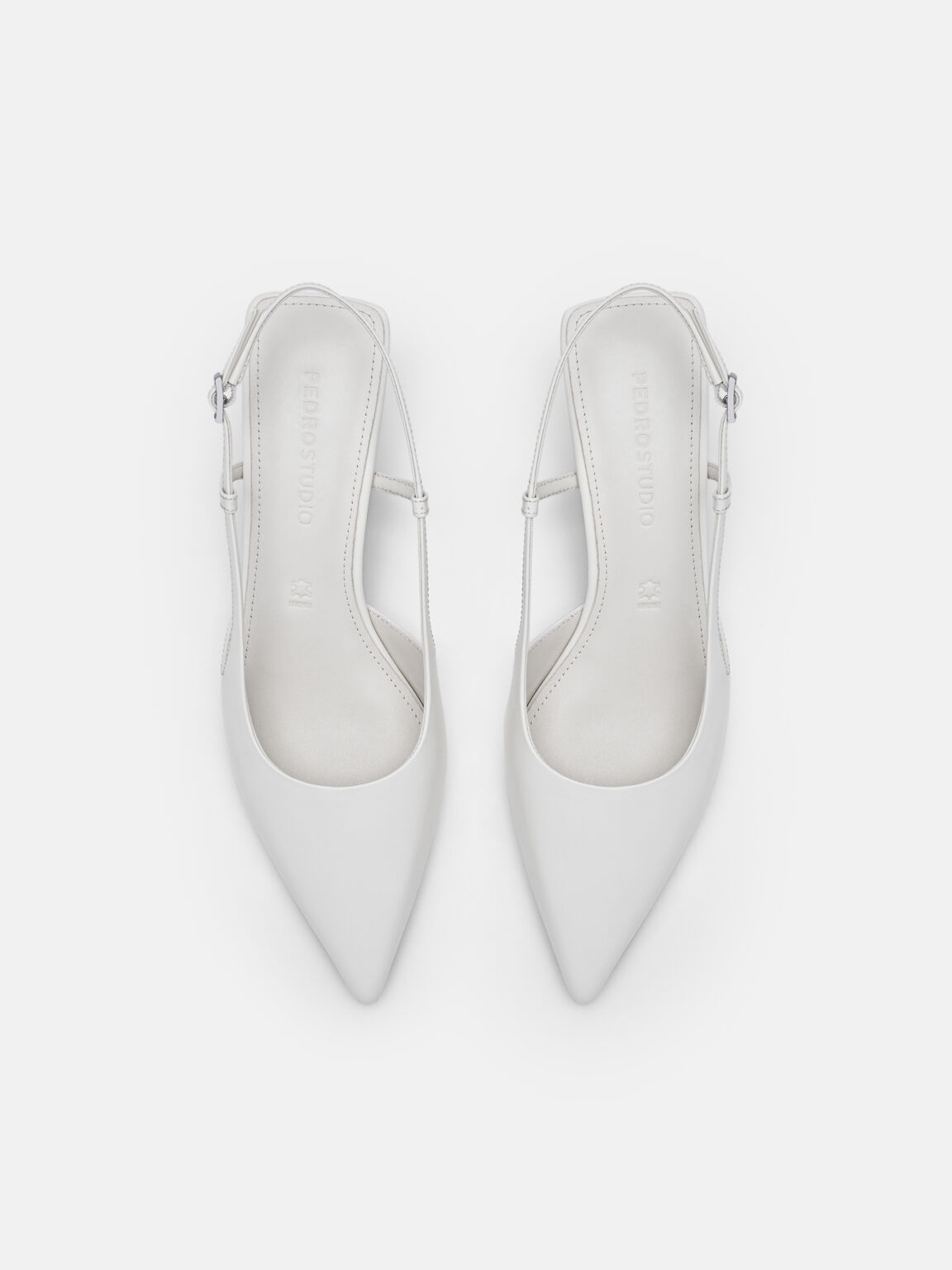 PEDRO Studio Loral Leather Heel Pumps, Chalk