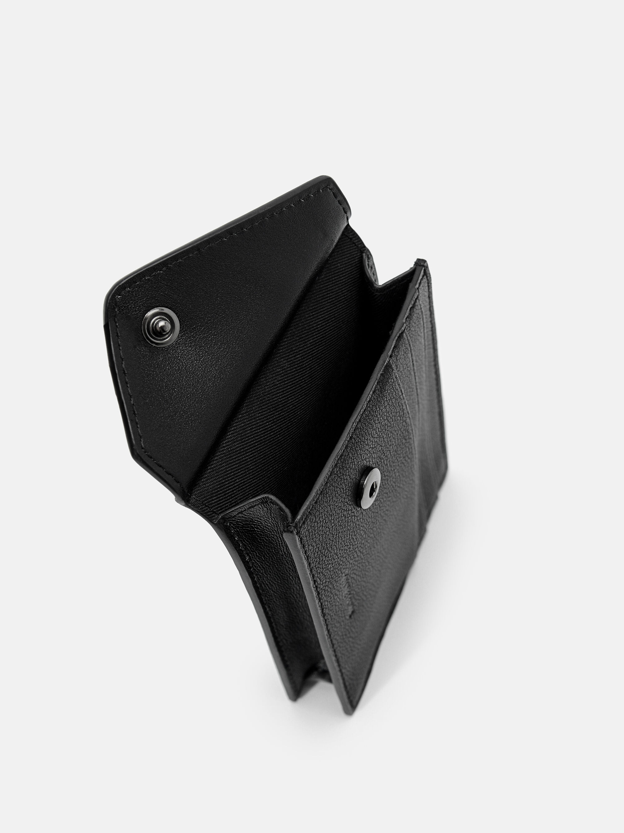 Black Taper Leather Card Holder in Pixel - PEDRO ID