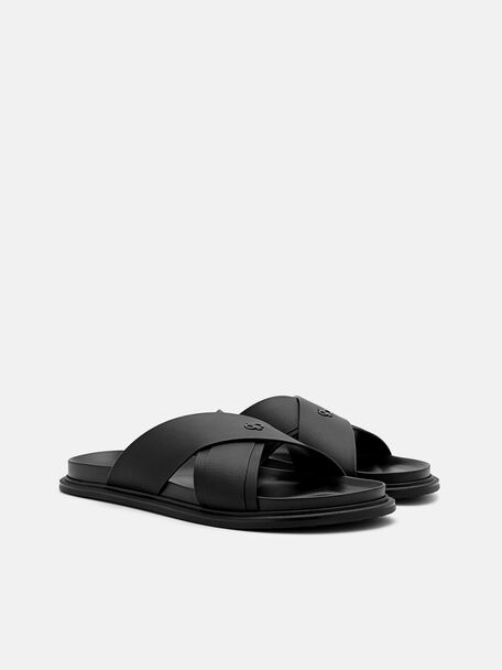PEDRO Icon Leather Heel Sandals, Black