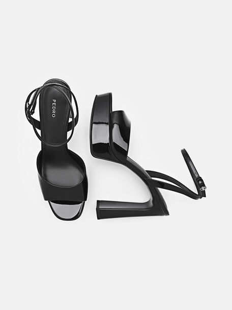 PEDRO Icon Leather Heel Sandals, Black