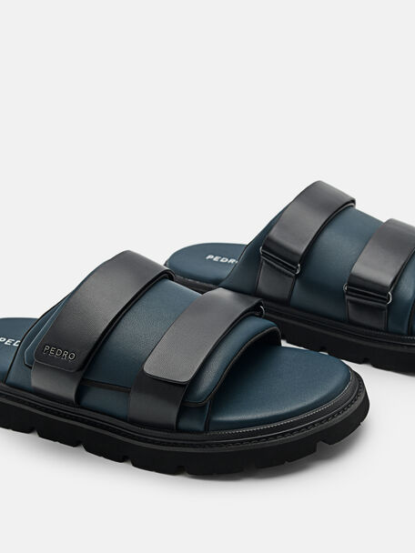 PEDRO Icon Leather Heel Sandals, Black