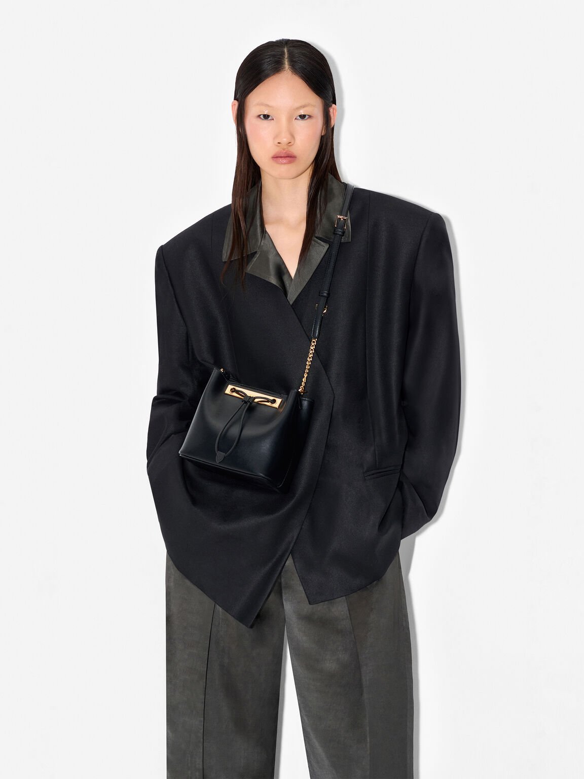 Panelled Bucket Bag, , hi-res