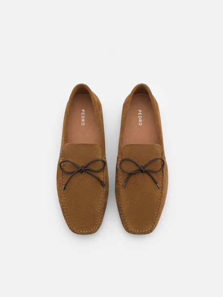 Suede Bow Driving Shoes, , hi-res
