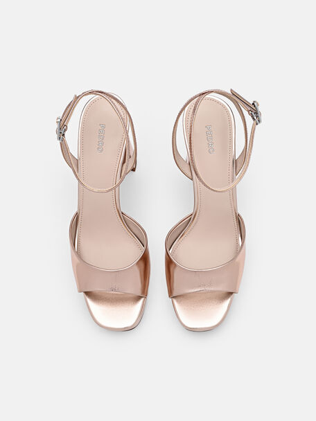 PEDRO Icon Leather Heel Sandals, Black