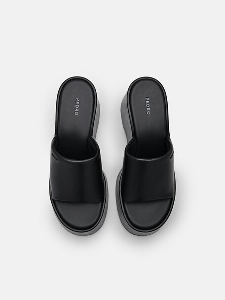 PEDRO Icon Leather Heel Sandals, Black