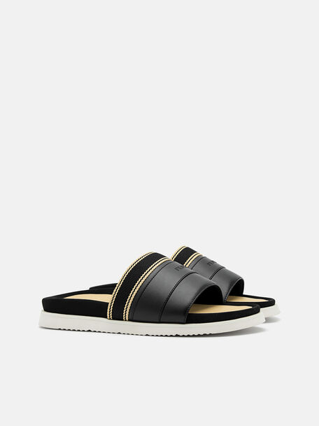 PEDRO Icon Leather Heel Sandals, Black