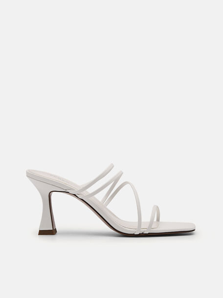 Strappy Heel Sandals - White, White, hi-res