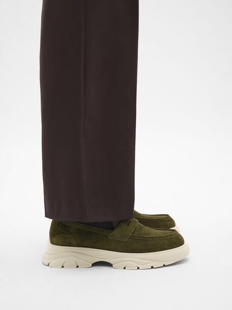 Suede Hybrix Loafers, , hi-res