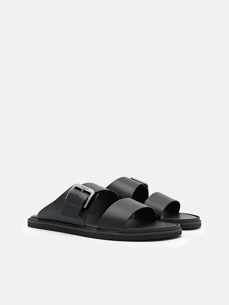 PEDRO Icon Leather Heel Sandals, Black