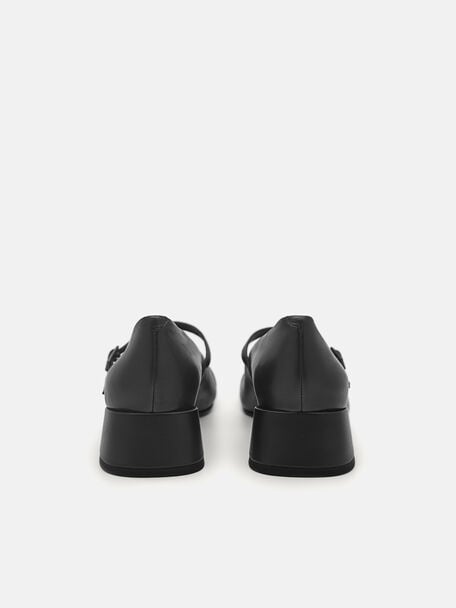 PEDRO Icon Leather Heel Sandals, Black
