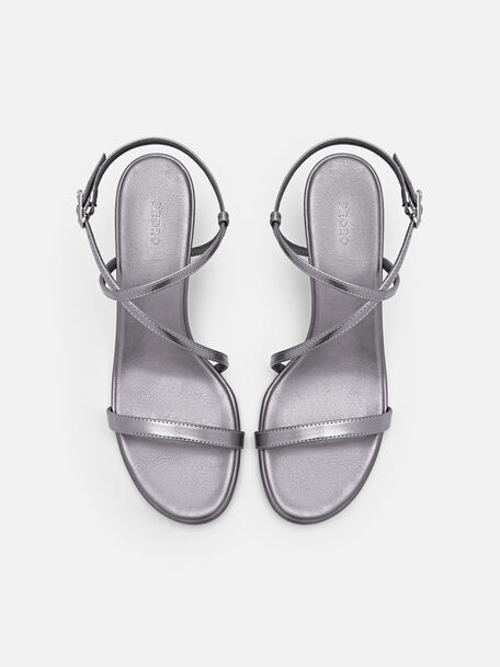 PEDRO Icon Leather Heel Sandals, Black
