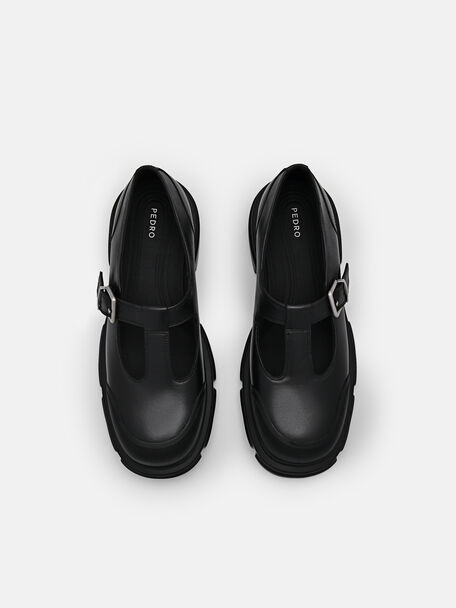 PEDRO Icon Leather Heel Sandals, Black