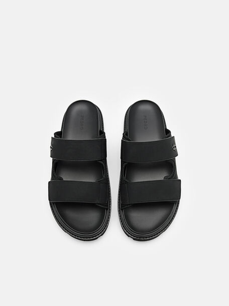 PEDRO Icon Leather Heel Sandals, Black