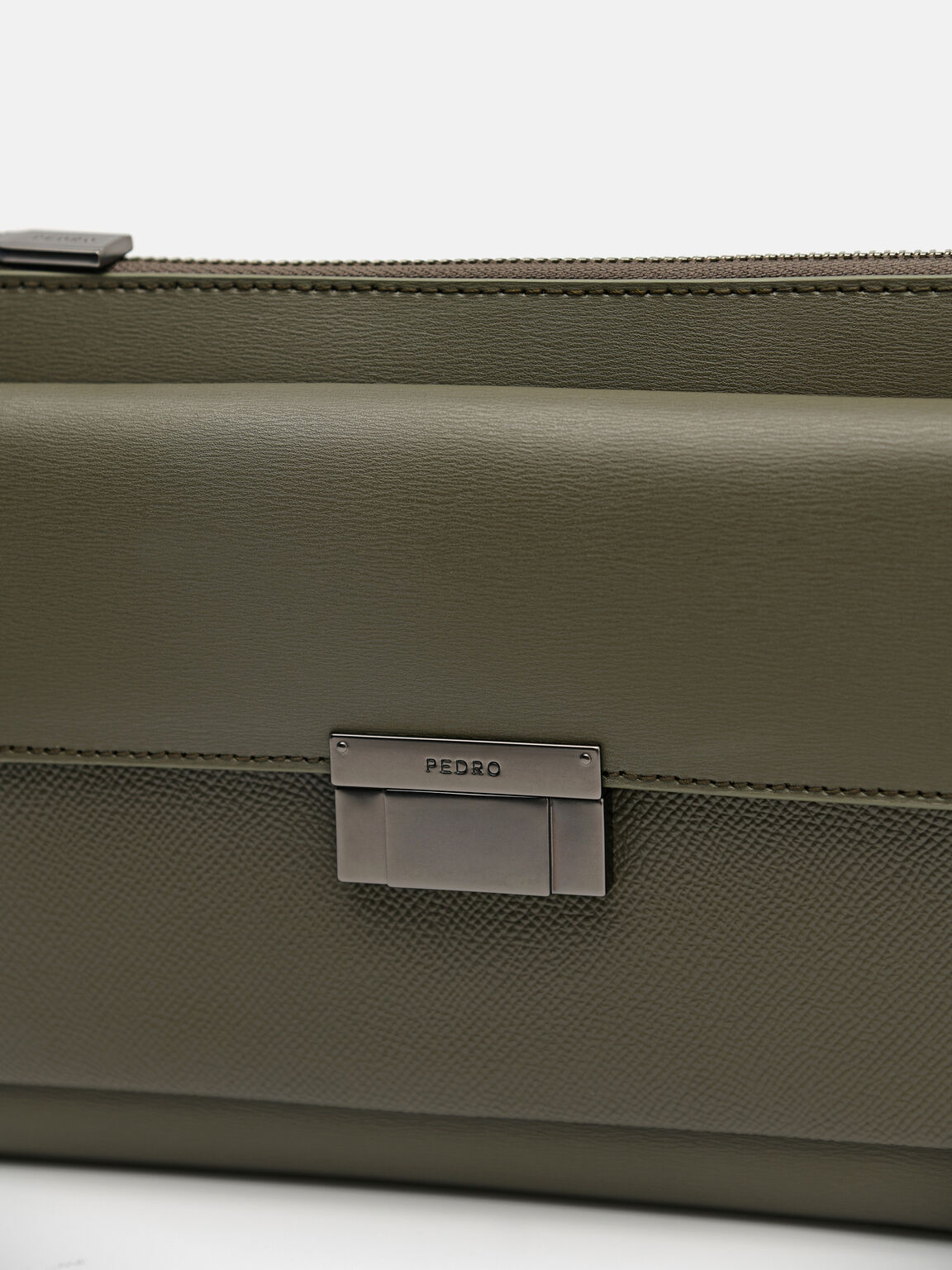 Henry Leather Clutch Bag, Military Green