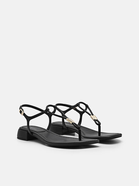 PEDRO Icon Leather Heel Sandals, Black