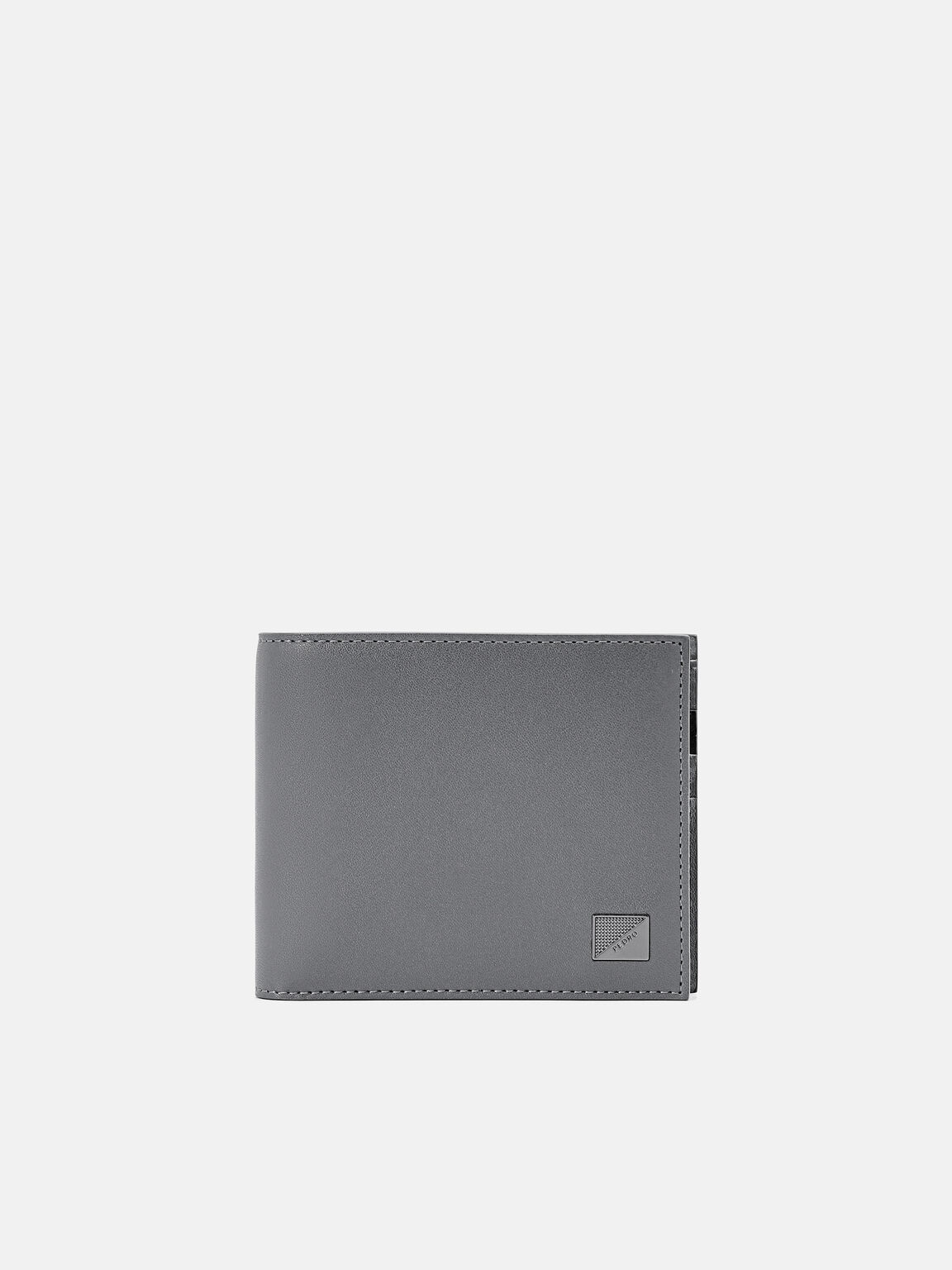 Dompet Flip Lipat Dua Kulit, Dark Grey, hi-res