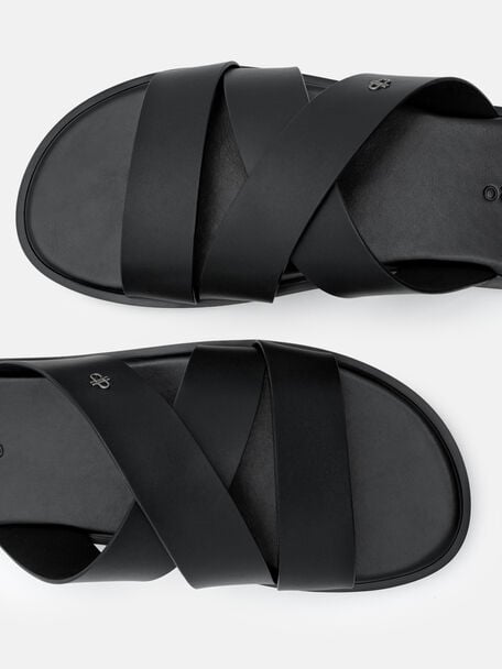 Cross-Strap Slide Sandals, , hi-res