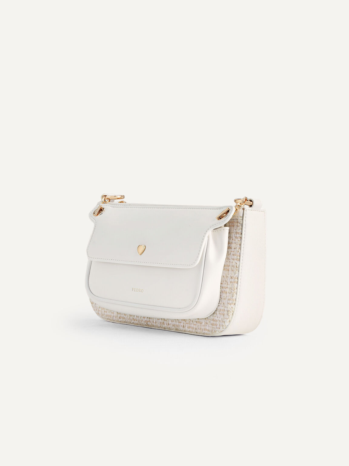 Dilone Houndstooth Double Flap Shoulder Bag, 