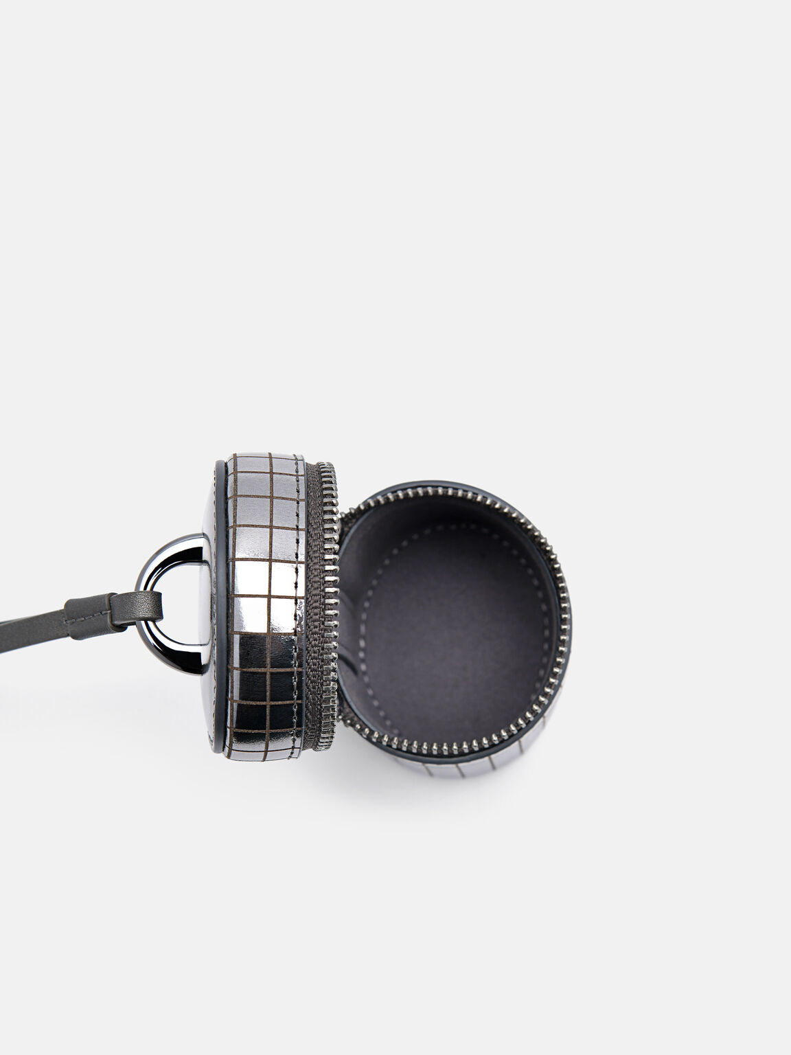 Metallic Leather Barrel Pouch, , hi-res