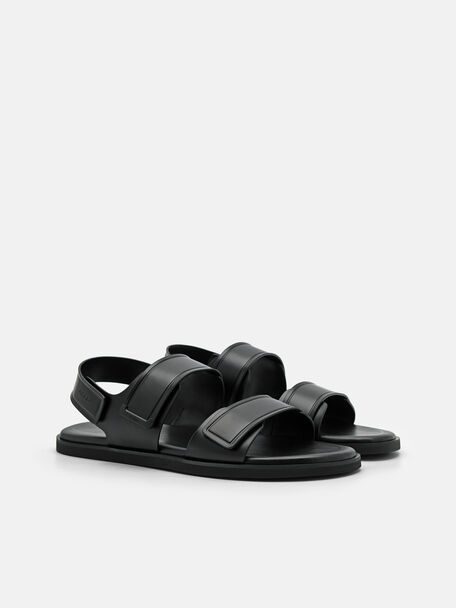 PEDRO Icon Leather Heel Sandals, Black