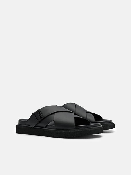 PEDRO Icon Leather Heel Sandals, Black