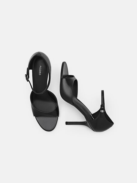 PEDRO Icon Leather Heel Sandals, Black