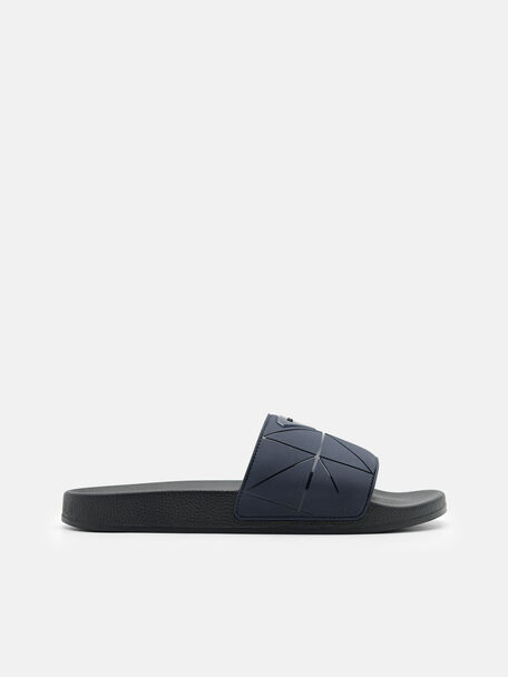 Slide Sandals in Pixel, Navy
