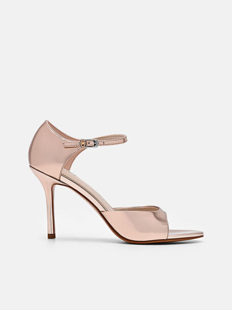 PEDRO Icon Leather Heel Sandals, Black
