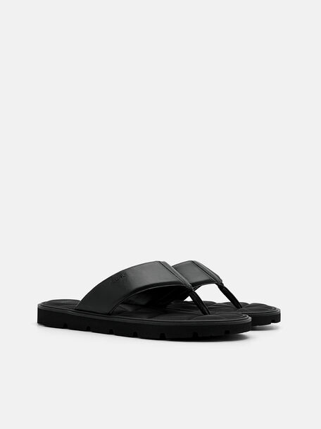 PEDRO Icon Leather Heel Sandals, Black