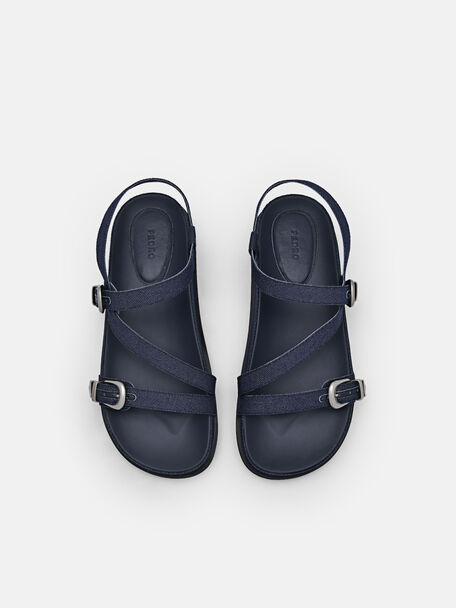 PEDRO Icon Leather Heel Sandals, Black