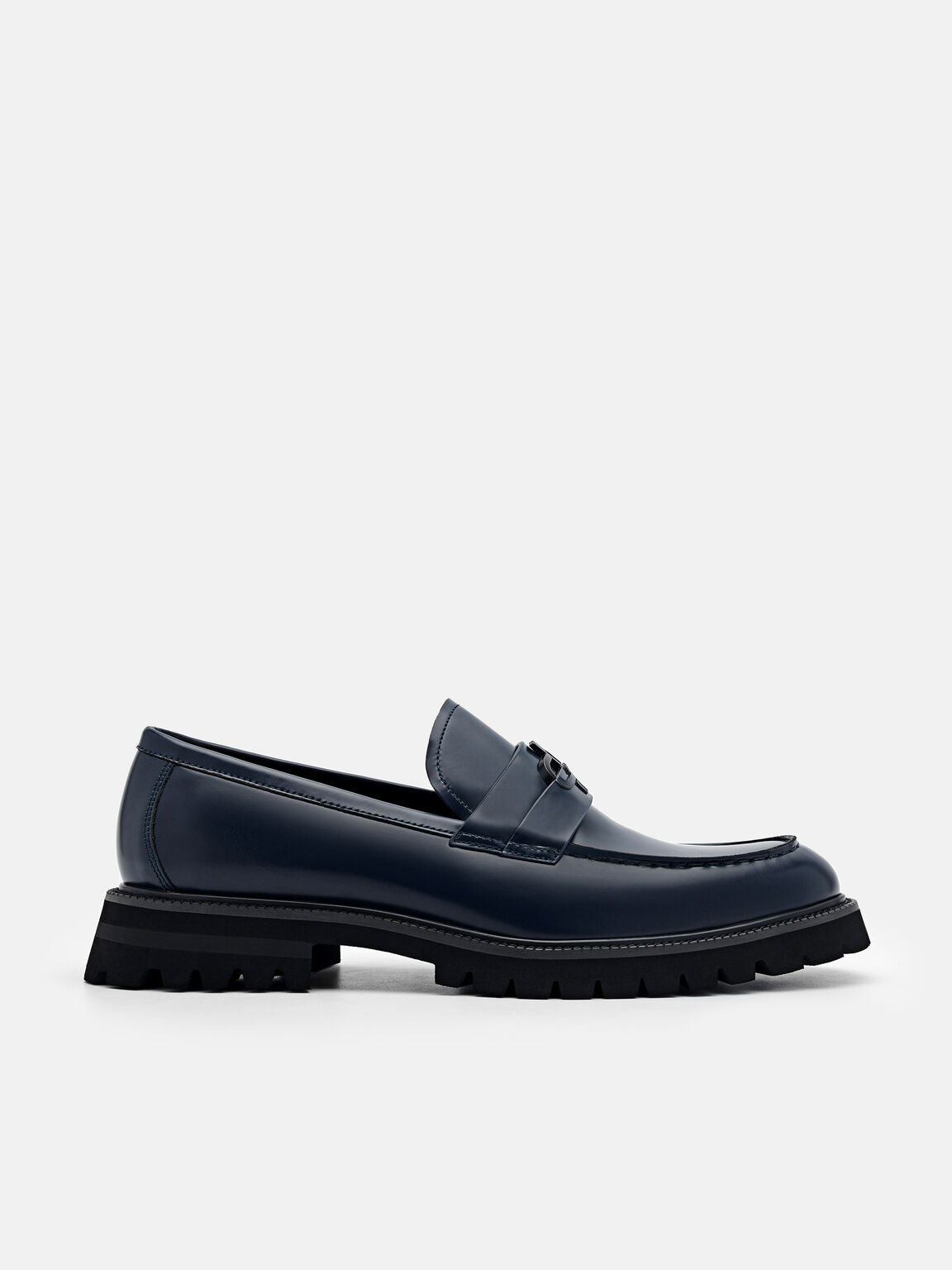 PEDRO Icon Leather Loafers, Navy, hi-res
