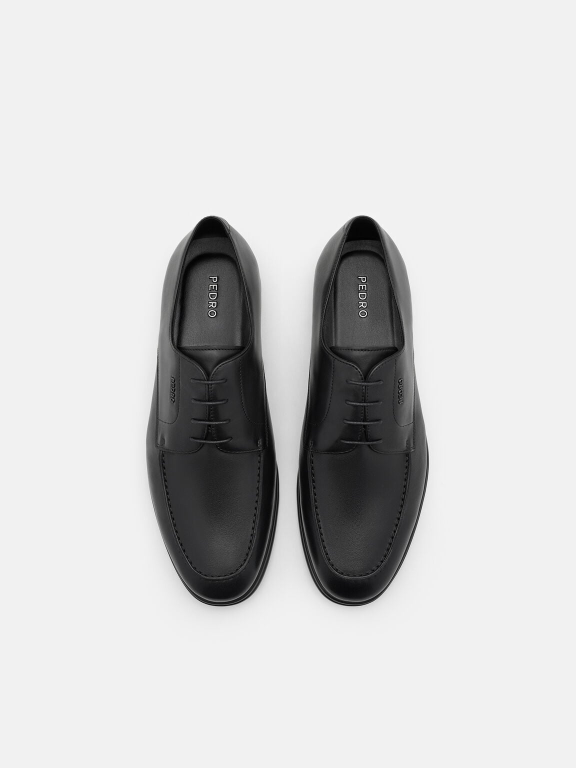 Sepatu Derby Kulit dengan Efek Burnish, , hi-res