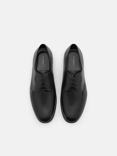 Sepatu Derby Kulit dengan Efek Burnish, , hi-res