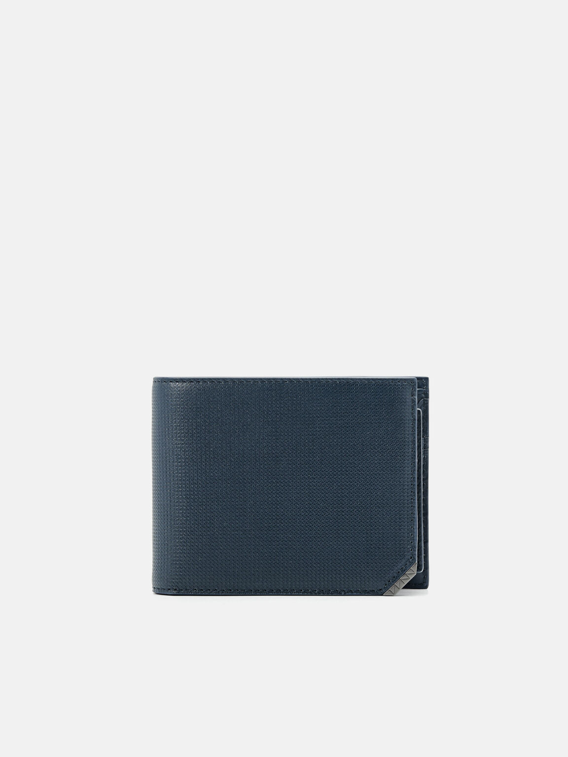 Leather Bi-Fold Wallet with Insert in Pixel, Navy, hi-res